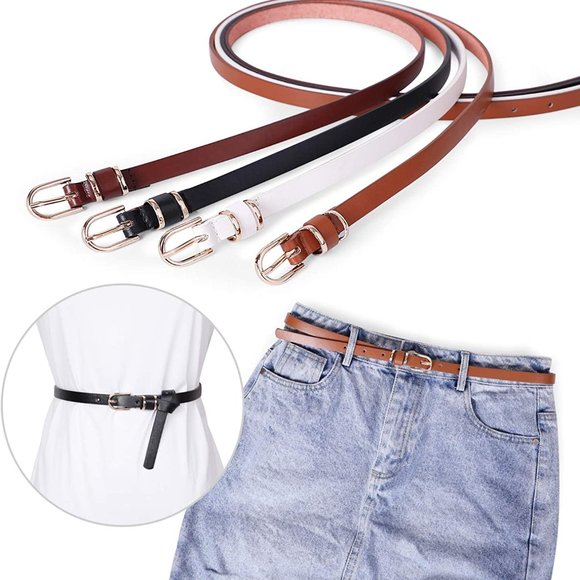 Set of 4 Womens Thin Belts Skinny Leather Belt main image 6